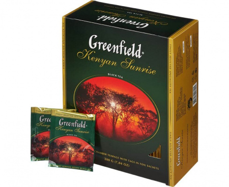 Чай черный Kenyan Sunrise, 100 пакетиков, Greenfield