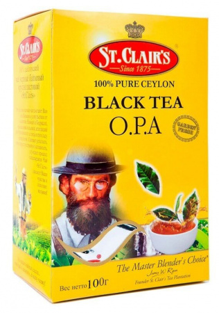 Подарочный набор St. Clair's "С чёрным крупнолистовым чаем и фарфоровым чайником", 100 гр