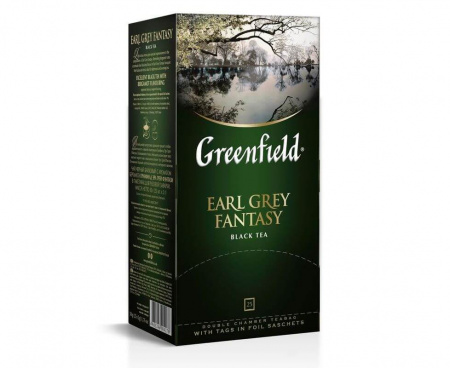Чай черный Earl Grey Fantasy с бергамотом, 25 пакетиков, Greenfield