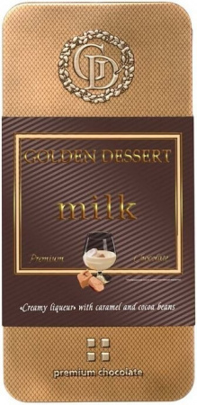 Шоколад Golden Dessert "Milk. Ликёр Сливочный", молочный шоколад с карамелью и какао-бобами, 100 гр