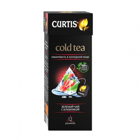 Чай Curtis "Cold Tea. Зелёный чай с клубникой", зелёный с добавками, 12 пирамидок