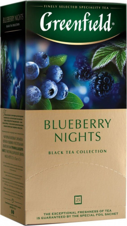 Чай Greenfield "Blueberry Nights", черный с добавками, 25 пакетиков