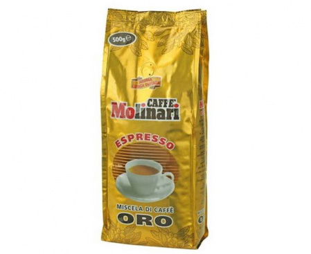 Кофе в зернах Oro, 80% арабика/20% робуста, пакет 0.5 кг, Molinari
