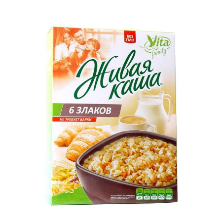 Каша Vita "6 злаков", хлопья цельнозерновые с проростками, 300 гр