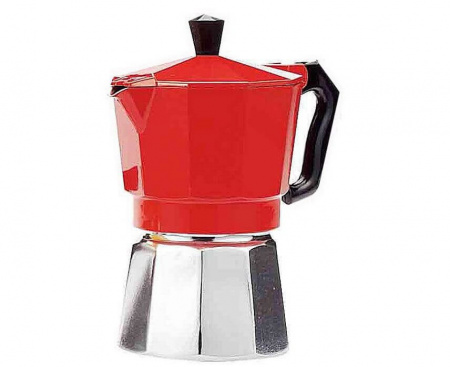 Гейзерная кофеварка на 6 чашек, красная, алюминий, Buon Caffe
