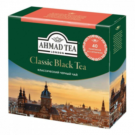 Чай Ahmad "Classic Black Tea", черный чай, 40 пакетиков для заваривания в чайнике