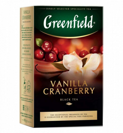 Чай Greenfield "Vanilla Cranberry", черный с добавками, 100 гр