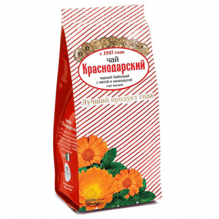 Чай Краснодарский "С календулой и мятой", черный листовой с добавками, 100 гр