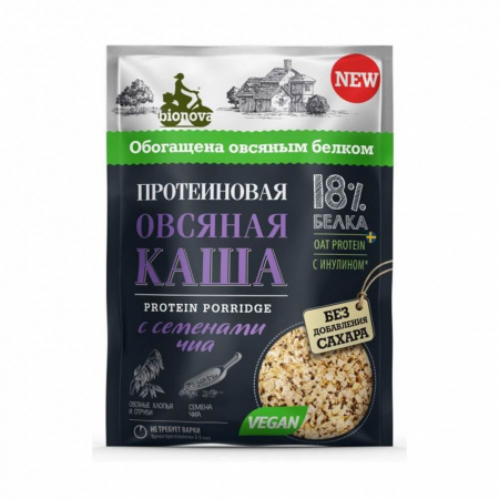 Протеиновая каша Bionova "Овсяная с семенами чиа", 40 гр