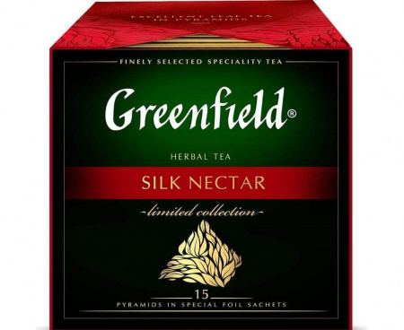 Чайный напиток Silk Nectar, каркаде со специями и ароматом винограда, 15 пирамидок, Greenfield