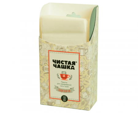 Пакеты для заваривания чая и трав (для чашки), 100 шт., бумажные 5.5x15 с клапаном, Чистая чашка