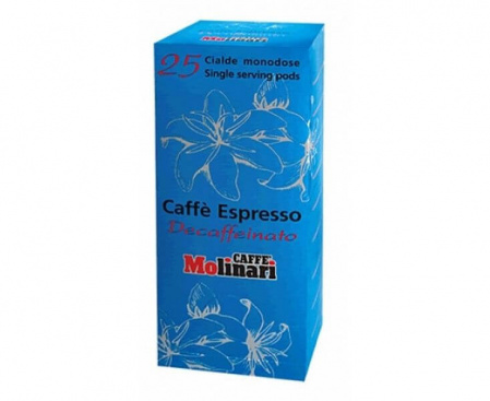 КОФЕ В ЧАЛДАХ DECAFFEINATO, ПОРЦИОННЫЙ, 100% АРАБИКА, КАРТОННАЯ УПАКОВКА 7Г.Х25ШТ., MOLINARI