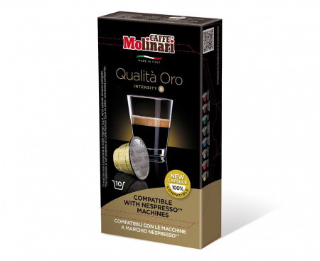 КОФЕ В КАПСУЛАХ ДЛЯ КОФЕМАШИН NESPRESSO ORO, 80% АРАБИКА / 20% РОБУСТА​, 10 ШТ. ПО 5 Г, MOLINARI