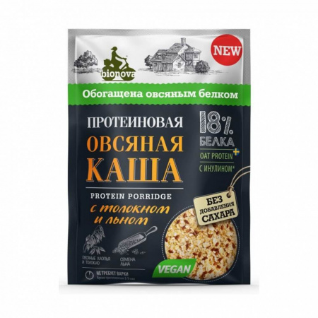 Протеиновая каша Bionova "Овсяная с толокном и льном", 40 гр