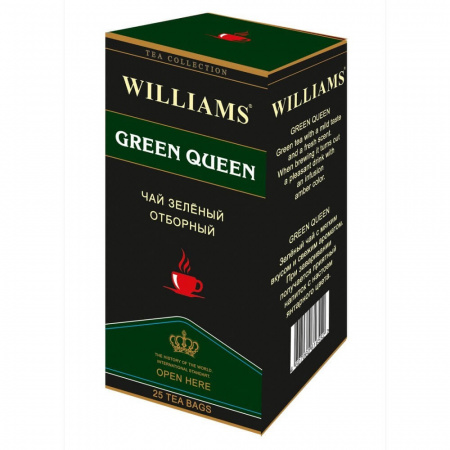 Чай Williams "Green Queen", зеленый отборный, 25 пакетиков