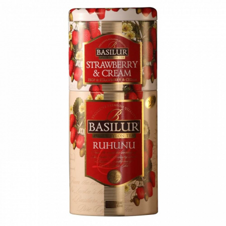 Чай Basilur "Рухуну и клубника с кремом", 2 в 1, черный с добавками, 125 гр