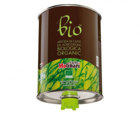Кофе в зернах Bio Organic, 100% арабика, жестяная банка 3 кг, Molinari