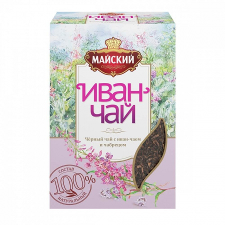 Чай Майский "Иван-чай с черным чаем и чабрецом", черный с добавками, листовой, 75 гр