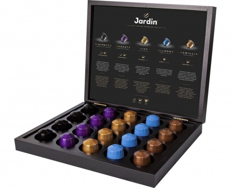 ПОДАРОЧНЫЙ НАБОР КОФЕ В КАПСУЛАХ NESPRESSO, 5 ВКУСОВ, В ДЕРЕВЯННОЙ ШКАТУЛКЕ, 20 ШТ., JARDIN