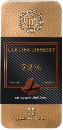 Шоколад Golden Dessert "72%", горький шоколад с какао-порошком, 100 гр