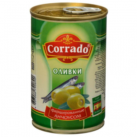 Консервы Corrado "Оливки фаршированные анчоусом", 300 гр
