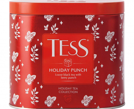 Чай черный листовой с ароматом брусники, апельсина и корицы Holiday Punch, 100 г, Tess