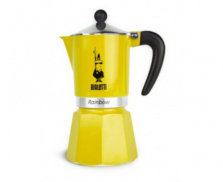 Гейзерная кофеварка Rainbow, 4983, на 6 чашек, желтая, Bialetti