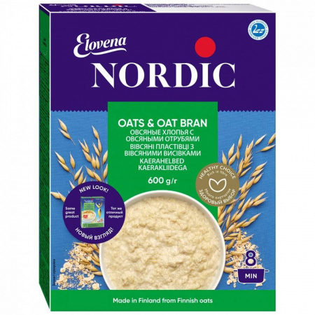 Хлопья Nordic "Овсяные с овсяными отрубями", 600 гр