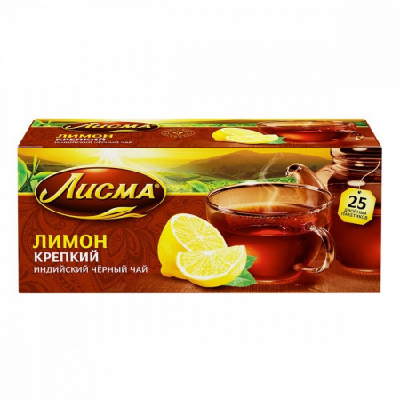 Чай Лисма "Лимон", черный ароматизированный, 25 пакетиков