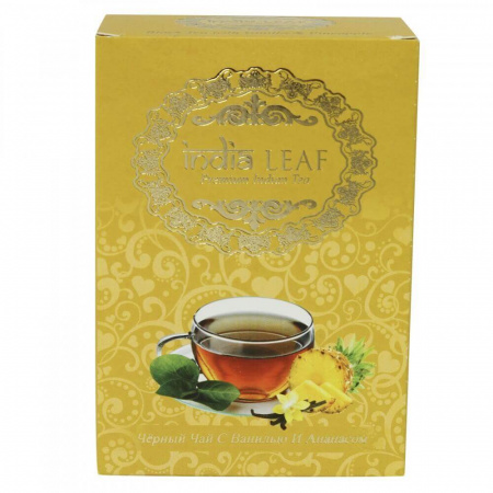 Чай India leaf "С ванилью и ананасом", черный среднелистовой с добавками, 100 гр