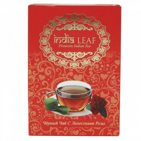 Чай India leaf "С лепестками роз", черный среднелистовой с добавками, 100 гр