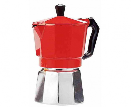 Гейзерная кофеварка на 9 чашек, красная, алюминий, Buon Caffe