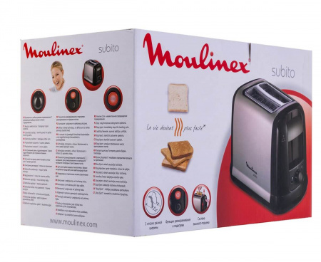 Тостер на 2 тоста SUBITO III, нержавеющая сталь, Moulinex