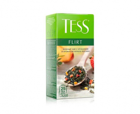 Чай зеленый Flirt с клубникой, 25 пакетиков, Tess