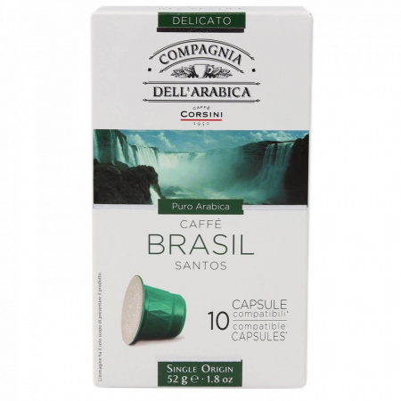 Кофе в капсулах Compagnia Dell`arabica "Nespresso Brasil Santos", 10 штук по 5,2 гр