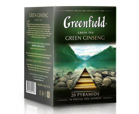 Чай зеленый Green Ginseng, 20 пирамидок, Greenfield