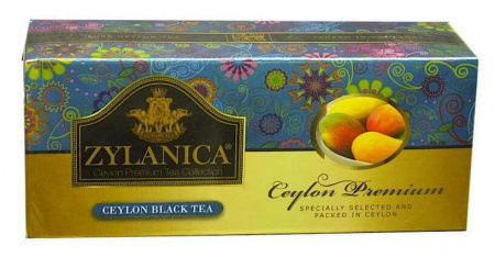 Чай Zylanica Ceylon Premium, чёрный байховый с манго, 25 пакетиков