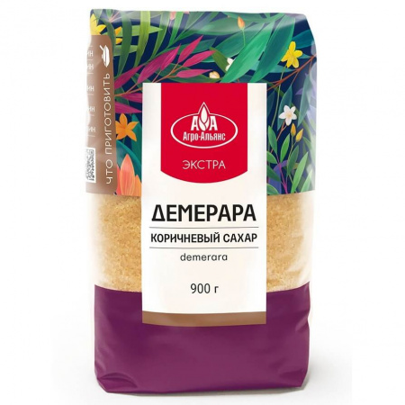 Сахар тростниковый Агро-Альянс Экстра "Демерара", нерафинированный коричневый, 900 гр