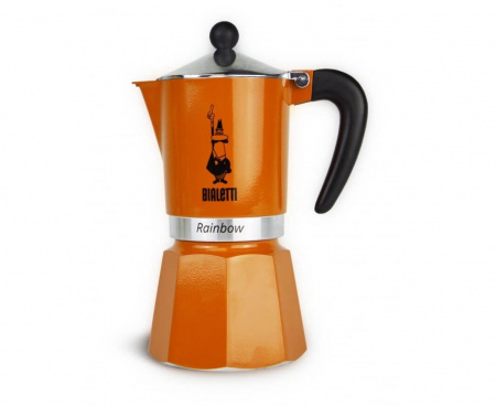 Гейзерная кофеварка Rainbow, 4993, на 6 чашек, оранжевая, Bialetti