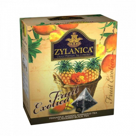 Чай Zylanica Fruit Exotica, чёрный с ананасом, манго, лепестками календулы, 20 пирамидок