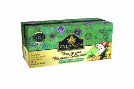 Чай Zylanica Five in one Flavour Collection, зелёный, ассорти 5 ароматов, 25 пакетиков