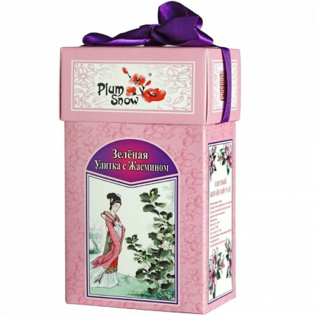 Чай Plum Snow "Зелёная Улитка с Жасмином", зелёный листовой, 100 гр