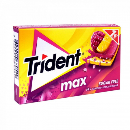 Жевательная резинка Trident max "Малина и лимон", без сахара, 27 гр