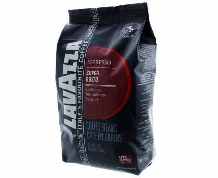 Кофе в зернах Super Gusto UTZ, пакет 1 кг, Lavazza