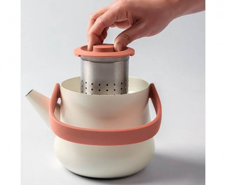 Заварочный чайник с ситечком, 1 л, белый, BergHOFF