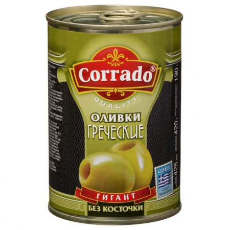 Консервы Corrado "Оливки Гигант без косточки", 425 гр
