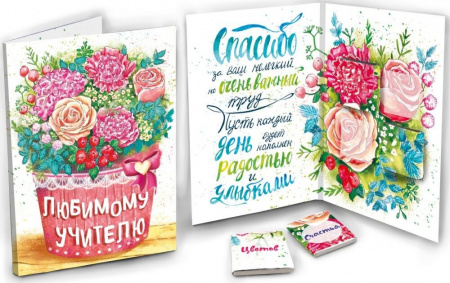 Шоколад Chokocat "Любимому учителю", молочный, открытка, 20 гр