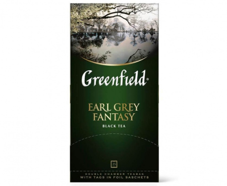 Чай черный Earl Grey Fantasy с бергамотом, 25 пакетиков, Greenfield