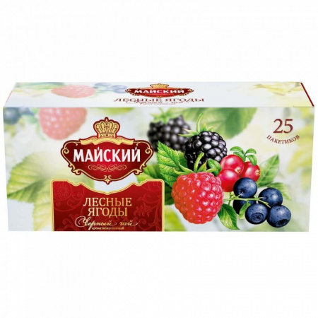Чай Майский "Лесные ягоды", черный с добавками, 25 пакетиков