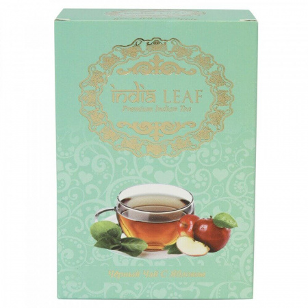 Чай India leaf "С яблоком", черный среднелистовой с добавками, 100 гр